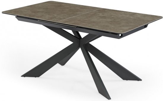 שולחן אוכל קרמיקה מפואר 1.6 מטר נפתח ל- 2.1 מטר עם רגלי מתכת דגם מלגה Home Decor - צבע קפוצ'ינו / שחור