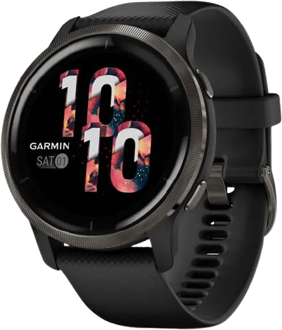 שעון חכם Garmin Venu 2 - צבע אפור כהה עם מארז ורצועת סיליקון בצבע שחור - כולל תמיכה מלאה בעברית - שנתיים אחריות יבואן רשמי על ידי רונלייט