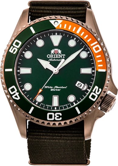 שעון יד אנלוגי אוטומטי לגברים Orient DIVER RA-AC0K04E10B – צבע כסוף עם רצועת בד