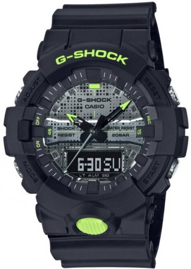 שעון יד דיגיטלי ואנלוגי לגברים עם רצועת סיליקון Casio G-Shock GA-800DC-1ADR - צבע שחור