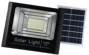 תאורת הצפה סולארית IP67 200W Semicom אור לבן קר עם שלט רחוק וחיישן תנועה - צבע שחור