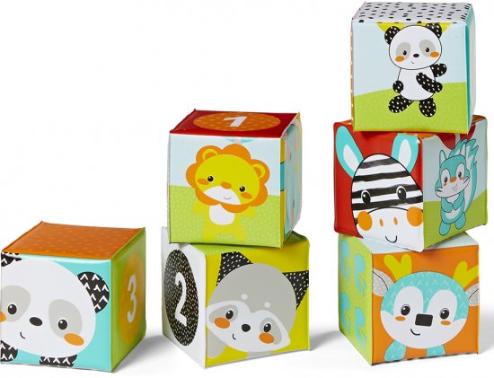 6 קוביות רכות לאמבטיה עם איורי מספרים וצבעים Infantino