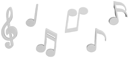 סט 6 מגנטים תווי מוזיקה מבית Qualy - צבע לבן