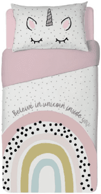 סט מצעים למיטת יחיד 100% כותנה חד קרן 90x200 ס''מ Red Chilli NON D