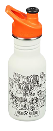 בקבוק שתייה לילדים 355 מ''ל Klean Kanteen Classic Sport Cap - צבע לבן נמרים