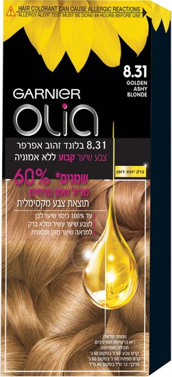 צבע לשיער Garnier Olia - גוון 8.31 בלונד זהוב אפרפר