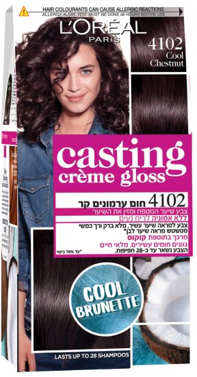 צבע שיער מטפח ומזין Loreal Casting Gloss Creme - גוון 4102 חום ערמונים קר