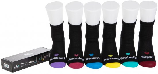 6 זוגות גרביים Mix and Fun לבוגרים Pulliez דגם מילים מחזקות - מידת One Size שמתאימה למידות 35-45