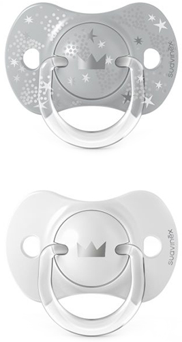 זוג מוצצים פיזיולוגים מסיליקון 0-6 חודשים קולקציית Spread Joy מבית Suavinex - צבע כסוף