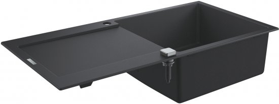 כיור למטבח 60 ס''מ עם משטח ייבוש GROHE דגם K500 - צבע Granite Black