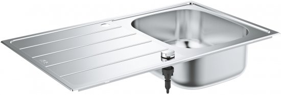 כיור מטבח 45 ס''מ עם משטח ייבוש GROHE דגם K200 - צבע נירוסטה