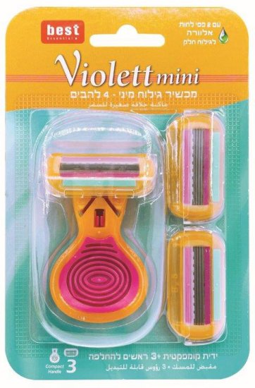 מכשיר גילוח ידני לאישה Best Violett מיני - ידית + 3 סכינים