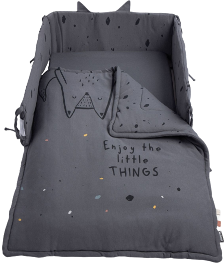 סט מצעים לעריסה ליין חיות Minene - צבע אפור פחם