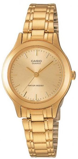 שעון יד אנלוגי לנשים עם רצועת מתכת מוזהבת Casio Enticer LTP-1128N-9ARDF - זהב