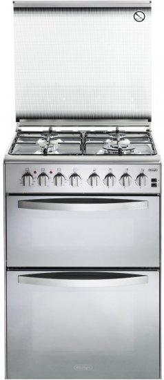 תנור דו תאי משולב כיריים גז 7 תוכניות 4 מבערים Delonghi NDB-1218X - צבע נירוסטה