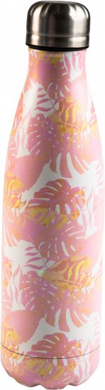 בקבוק תרמי מנירוסטה 500 מ''ל מבית Arcosteel - ורוד פרחוני