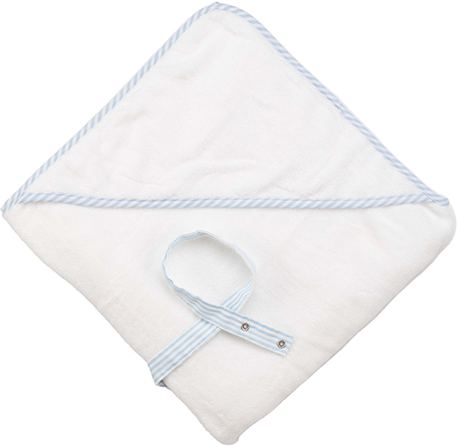 מגבת במבוק לתינוק עם קשירה מבית Little Penguin - צבע לבן