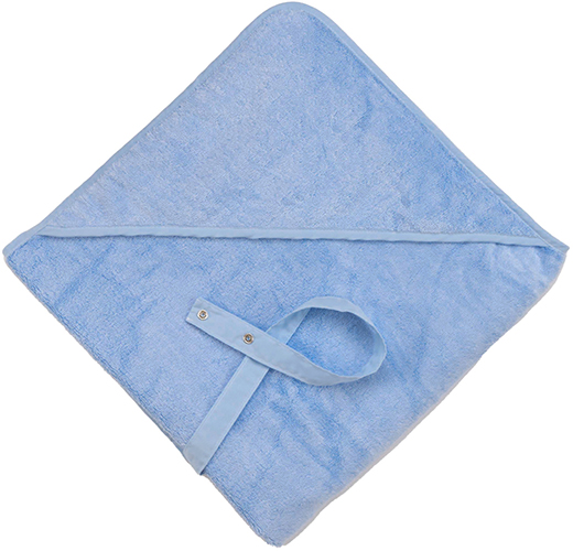 מגבת במבוק לתינוק עם קשירה מבית Little Penguin - צבע תכלת