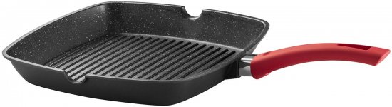 מחבת סטייק תואמת אינדוקציה 28 ס''מ ידית אדומה מבית Roso סדרת Capstone