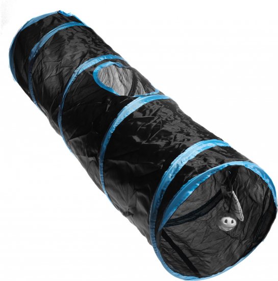 מנהרת משחק לחתול 25x90 ס''מ PetsProject - צבע שחור / כחול