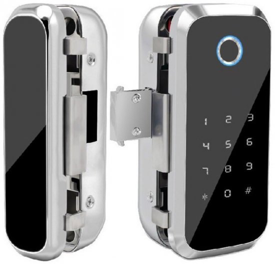 ערכת מנעול חכם לדלת זכוכית + טביעת אצבע דלת שמאל מבית רב בריח