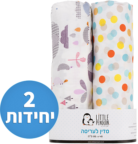 זוג סדינים לעריסת תינוק Little Penguin – דגם נקודות/פילפילון ורוד