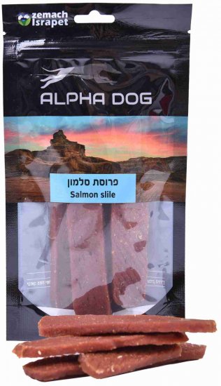 חטיף לכלבים Alpha Dog פרוסות בטעם סלמון - 80 גרם