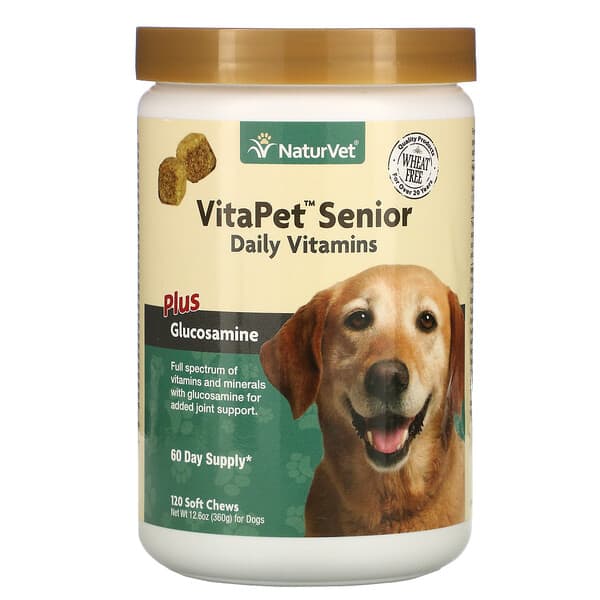 NaturVet‏, VitaPet Senior Daily Vitamins, Plus Glucosamine, 120 Soft Chews, 12.6 oz (360 g), הזמנה מאייהרב – iHerb