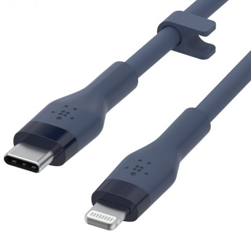 כבל סיליקון USB-C ל-Lightning מוסמך MFI באורך 2 מטר Belkin Boost Charge צבע כחול