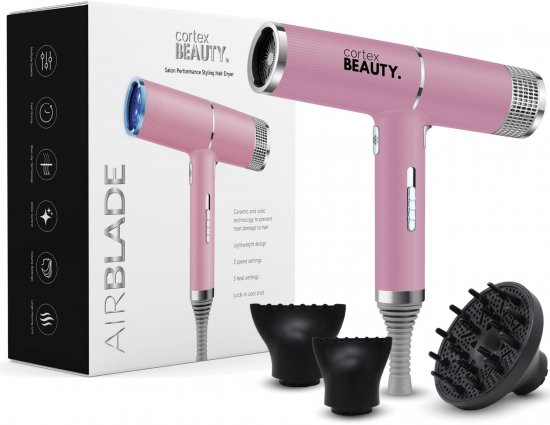 מייבש שיער Air Wave Pro Performance בטכנולוגית Ionic Technology מבית Cortex - צבע ורוד