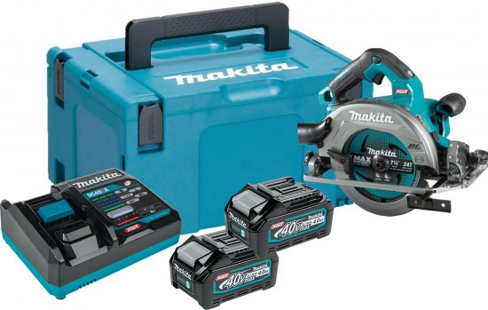 מסור עגול נטען 185 מ''מ / 7.25 אינץ' 40V עם 2 סוללות 4Ah + מטען + מזוודת נשיאה Makita XGT 40V HS004GM201