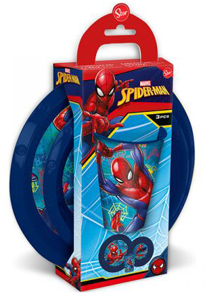 סט מעוצב 3 חלקים צלחת קערה וכוס מבית שמחה זה אנחנו - גרפיטי ספיידרמן