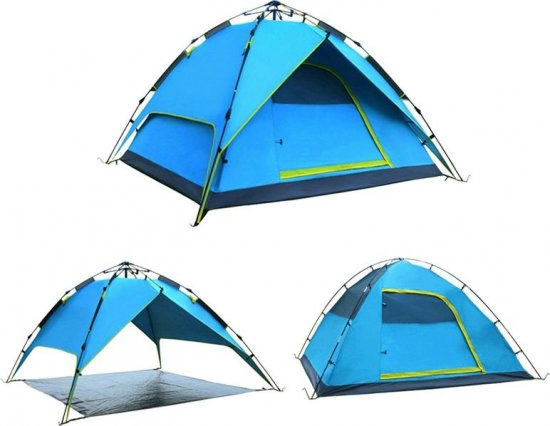 אוהל פתיחה מהירה ל-4 אנשים עם 3 מצבים Playa - צבע כחול