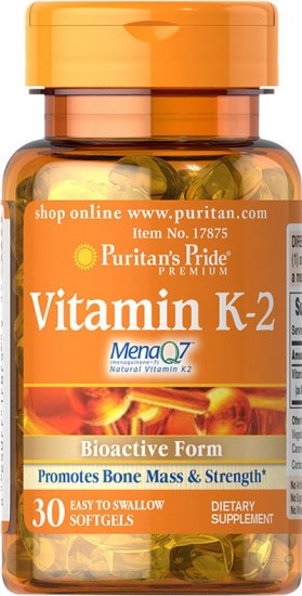 ויטמין K2 מבית Puritans Pride - סך הכל 30 כמוסות רכות