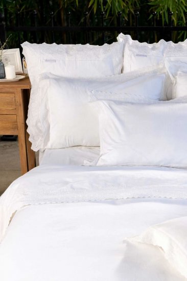 סט 5 חלקים מצעי כותנה White Chic למיטה זוגית בגודל 160X200 מבית Vardinon – צבע לבן