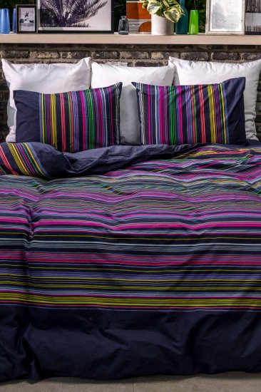 סט מצעי פרקל Cool Stripes למיטה זוגית בגודל 160X200 מבית Vardinon - צבעי ניאון