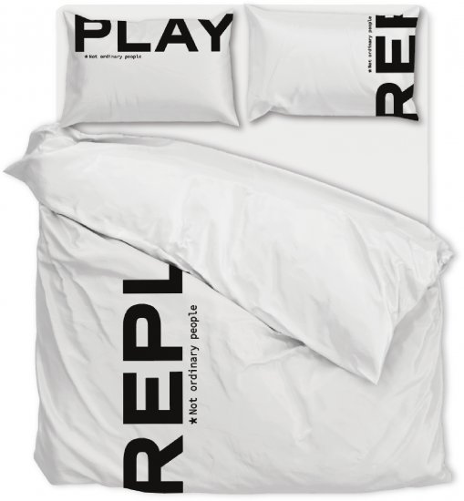 סט מצעים למיטת וחצי 100% כותנה לוגו שחור לבן 120X200 ס''מ Replay