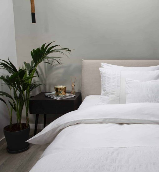 סט מצעים סאטן למיטת יחיד 100% כותנה 90x200 ס''מ דגם עדי Replay - צבע לבן
