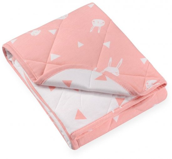 שמיכת טריקו קווילט בגודל 100*140 ס''מ מבית Laura Swisra - ארנבון ורוד