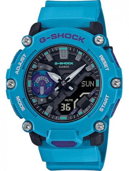 שעון יד אנלוגי-דיגיטלי משולב לגברים Casio G-Shock GA-2200-2ADR - צבע תכלת