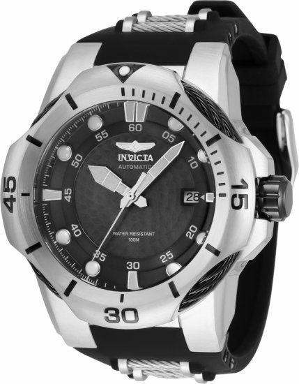 שעון יד אנלוגי לגברים עם רצועת סיליקון שחורה 31180 Invicta Bolt  – צבע שחור / כסוף