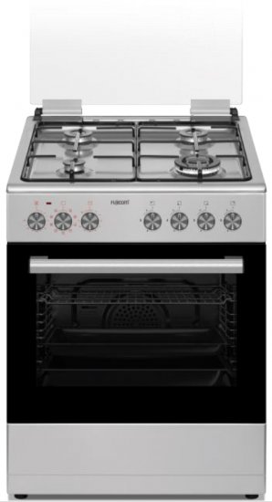 תנור משולב כיריים גז מולטיסיסטם 60 ליטר 9 תוכניות 4 מבערים Fujicom FJ-FS6365W - צבע נירוסטה