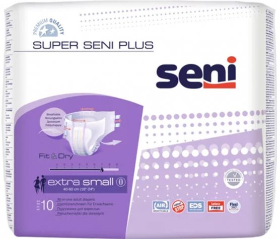 Seni Super Seni Plus מידה XS מכנסוני ספיגה גזרתיים - סך הכל 10 מכנסונים