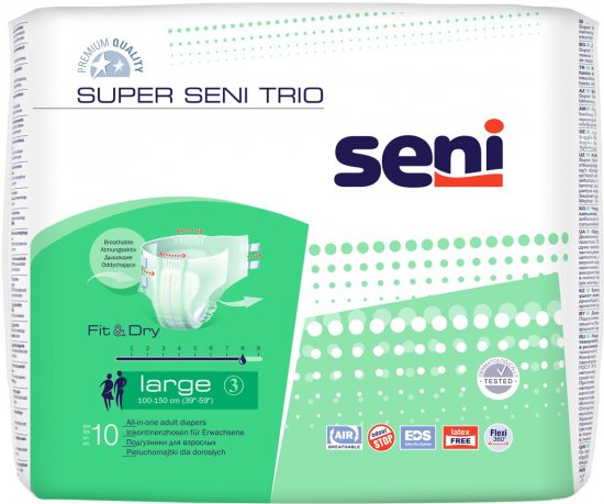 Seni Super Seni Trio מידה L מכנסוני ספיגה גזרתיים - סך הכל 10 מכנסונים