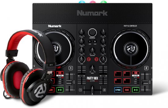באנדל קונטרולר דיג'יי Numark Party Mix Live ואוזניות Numark HF175