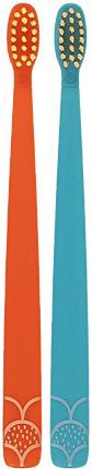 זוג מברשות שיניים צבעוניות לילדים Flipper TWIGO כחול/אדום