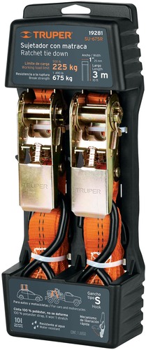 זוג רצועות קשירה ראצ'ט 3 מטר Truper SU-675R