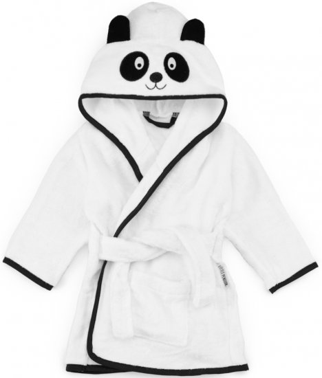 חלוק רחצה לילדים בגילאים 6-12 חודשים עשוי 100% במבוק מבית Little Penguin - פנדה לבנה/שחורה