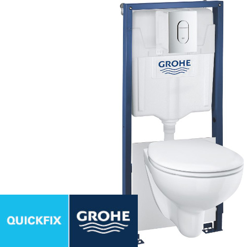 סט הדחה לשירותים 5 ב-1 התקנה סמויה GROHE דגם Solido - צבע כרום