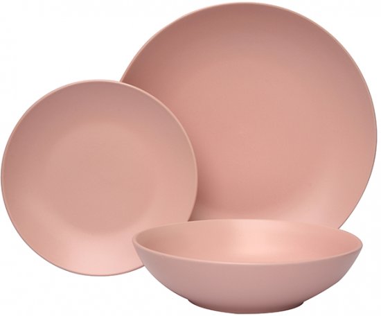 סט צלחות אוכל מקרמיקה 18 חלקים Food Appeal Pink Forest - צבע ורוד